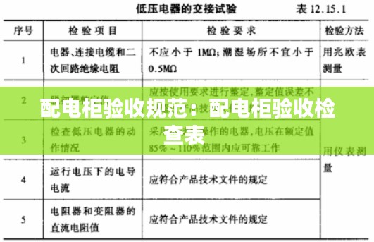 配电柜验收规范：配电柜验收检查表 