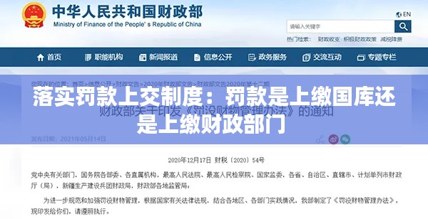 落实罚款上交制度：罚款是上缴国库还是上缴财政部门 
