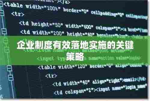 企业制度有效落地实施的关键策略