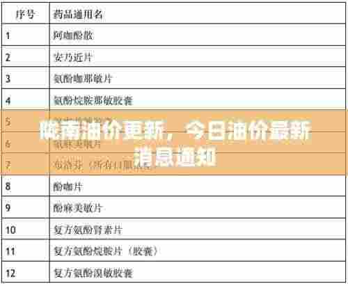 陇南油价更新,今日油价最新消息通知