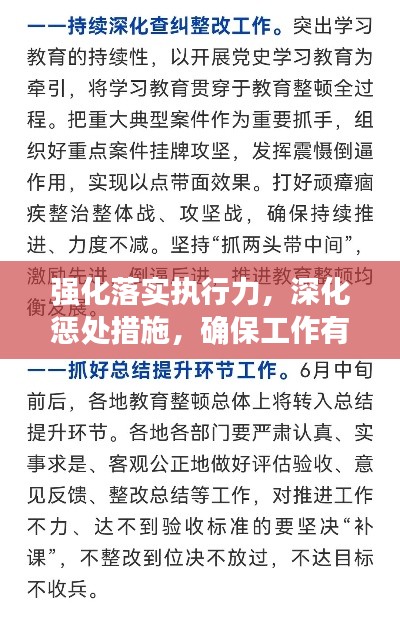 强化落实执行力,深化惩处措施,确保工作有力推进
