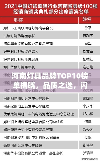 河南灯具品牌TOP10榜单揭晓,品质之选,闪耀中原!