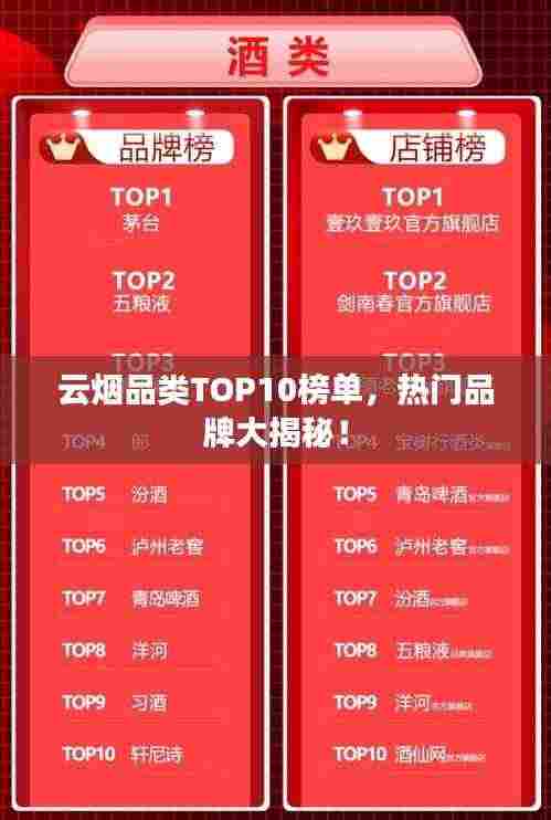 云烟品类TOP10榜单，热门品牌大揭秘！